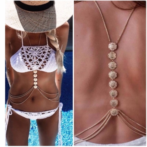 Silver Bohemian Beach Body Jewelry Harness Chain - Picture 2 of 8